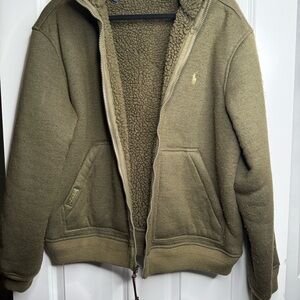 Polo by Ralph Lauren Olive Green Sherpa-Lined Zip Jacket